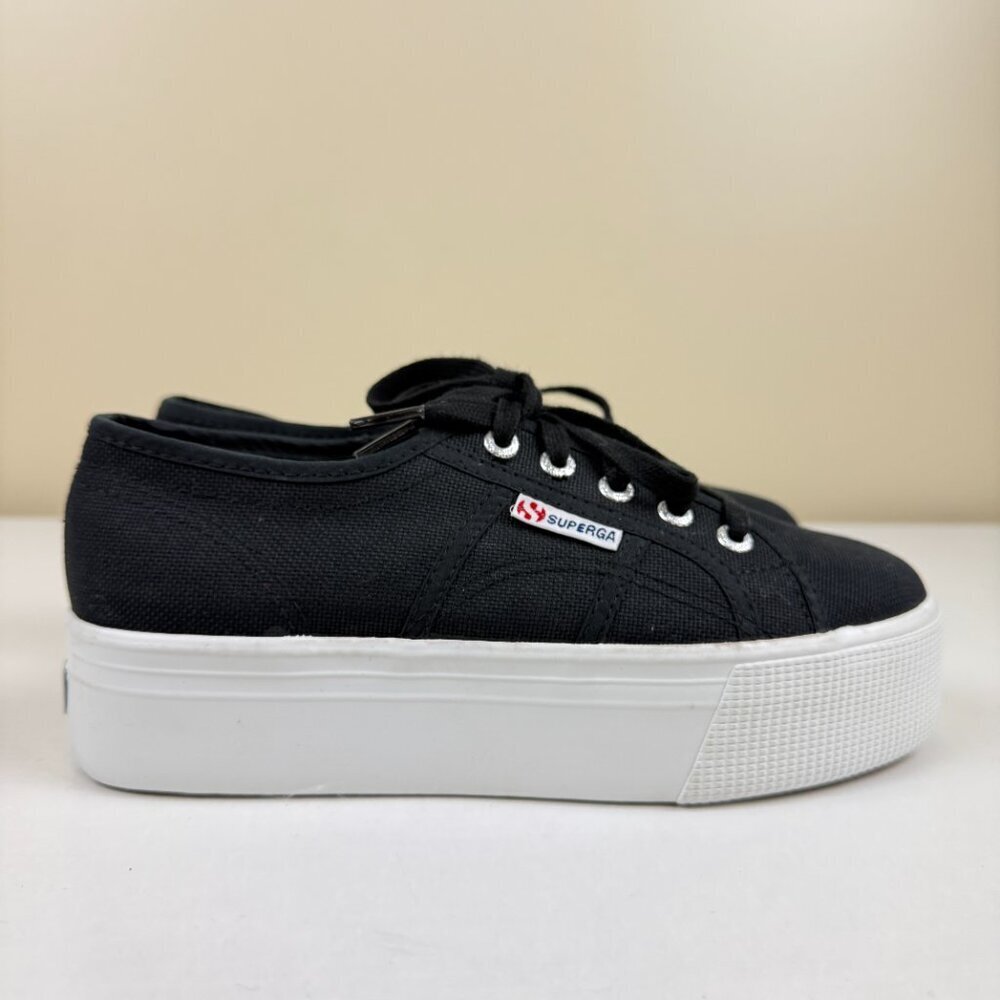 New Superga 2790 Women's Platform Black Canvas Sneakers